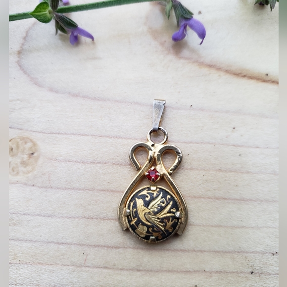 Spanish Damascene Handpainted Vintage Pendant - Picture 3 of 4